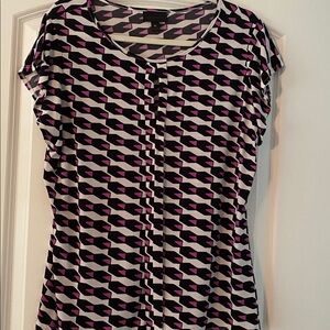 Worthington Black and Pink Geometric Blouse